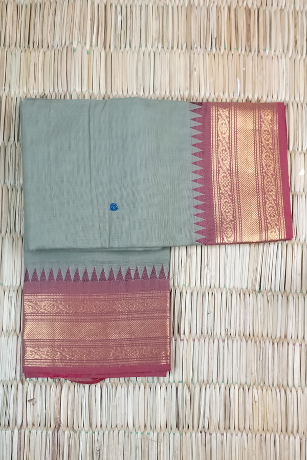 Dusty Green Chettinad Cotton saree