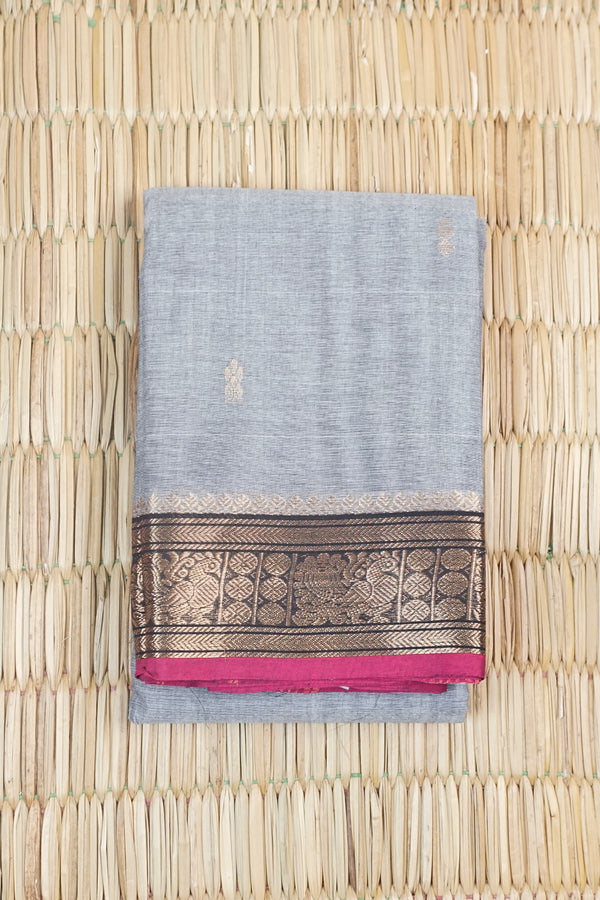 Light Grey Chettinad Cotton saree