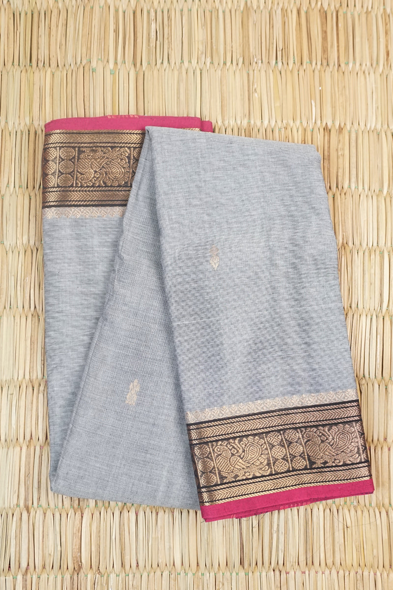 Light Grey Chettinad Cotton saree