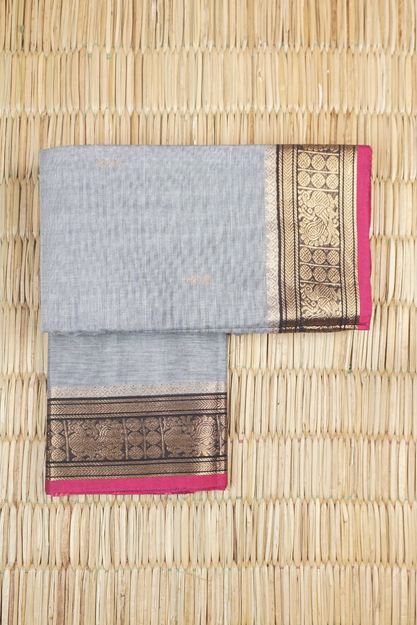 Light Grey Chettinad Cotton saree