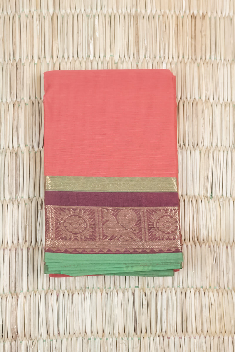 Rust Orange Chettinad Cotton saree