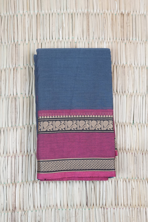 Dark Grey Chettinad Cotton saree