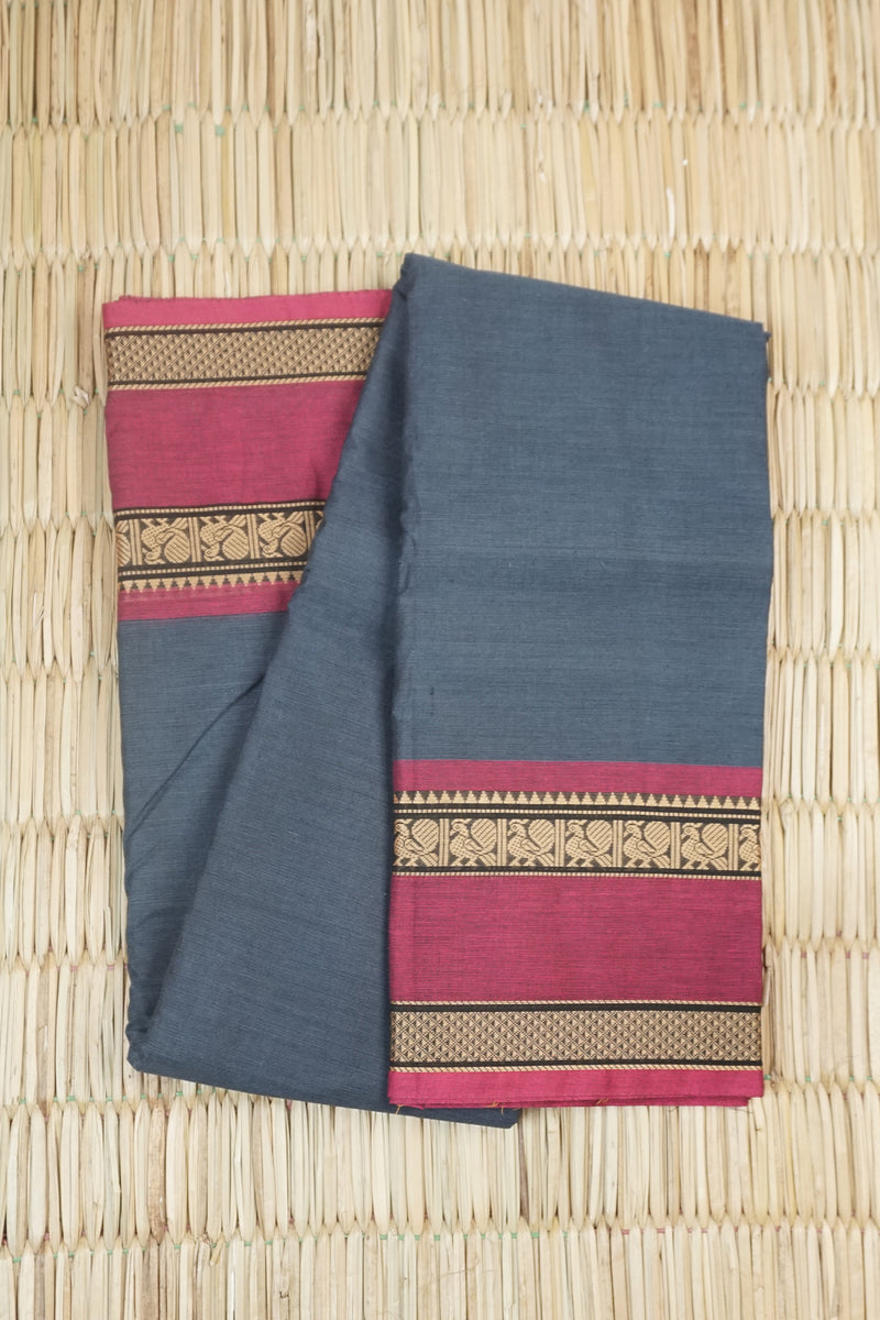 Dark Grey Chettinad Cotton saree