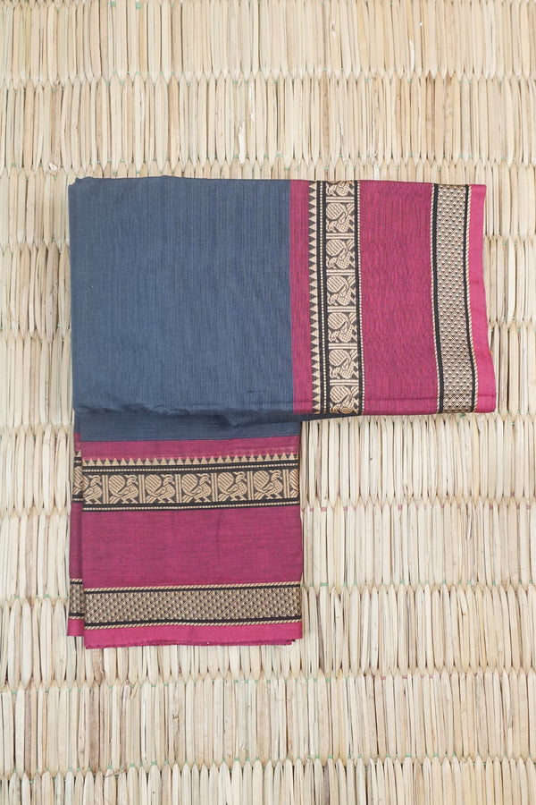 Dark Grey Chettinad Cotton saree