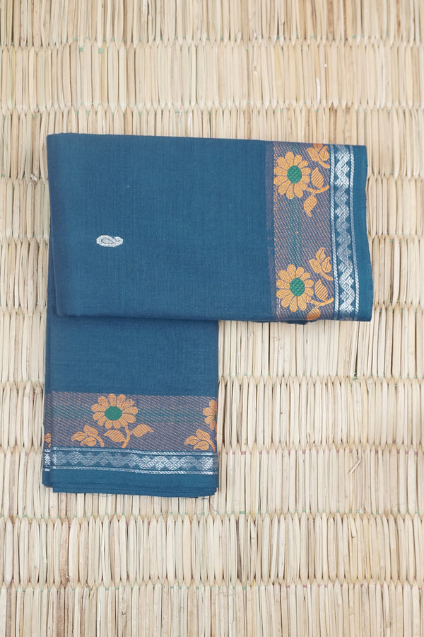 Deep Teal Green Chettinad Cotton saree