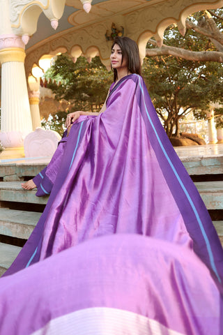 Purple Chanderi Handloom Silk saree