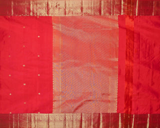 Orange pink dual tone pure silk Kanjivaram saree with gold zari rudraksha peacock buttas elephant border and full zari pallu