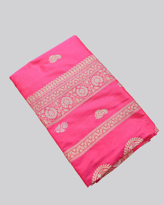 Rani Pink Pure Silk Handwoven Banarasi Kadiyal Saree