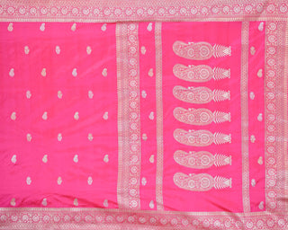 Rani Pink Pure Silk Handwoven Banarasi Kadiyal Saree