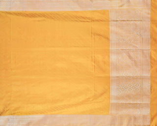 Regal Mustard Yellow Handwoven Banarasi Tanchoi Pure Silk Saree