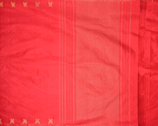 Crimson red pure silk Kanjivaram saree with gold zari twin bird motif border