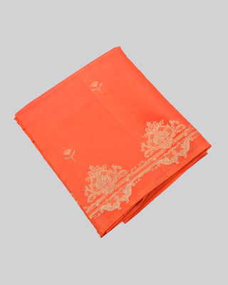 Bright Orange Handwoven Banarasi Organza Tissue Silk Saree