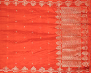 Bright Orange Handwoven Banarasi Organza Tissue Silk Saree