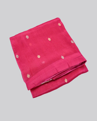 Magenta Banarasi Kora Organza Handwoven Saree