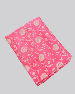 Rani Pink Banarasi Pure Silk Brocade Saree with Floral Jaal and Paisley Border
