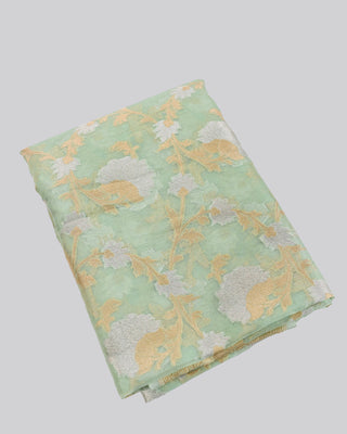 Sea Green Handwoven Banarasi Kora Tissue Silk Saree