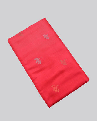 Rani pink pure silk Uppada Jamdani saree with contrast golden yellow and gold zari border and floral vine pallu