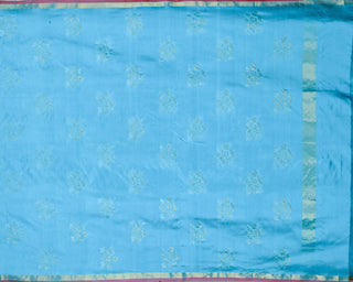 Light blue pure Uppada silk saree with dual-tone zari floral motifs