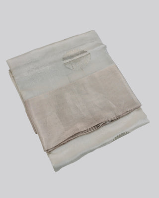 Pure White Handwoven Chanderi Silk Saree with Silver Zari Floral Motifs and Tissue Border