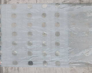 Pure White Handwoven Chanderi Silk Saree with Silver Zari Floral Motifs and Tissue Border