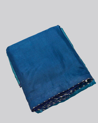 Teal & Steel Blue Ombre Modal Silk Saree with Silver Chevron Zari Border