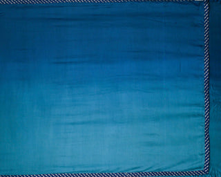 Teal & Steel Blue Ombre Modal Silk Saree with Silver Chevron Zari Border