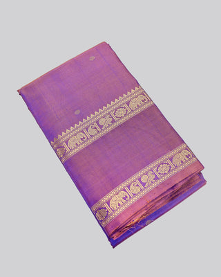 Lavender Dhoop-Chaon Kanjivaram saree with elephant and peacock motif border