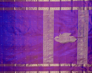 Lavender Dhoop-Chaon Kanjivaram saree with elephant and peacock motif border