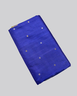 Royal Blue Pure Silk Uppada Jamdani Saree with Silver and Gold Zari Floral Vines
