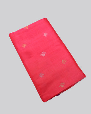 Fiery Orange Pure Silk Uppada Jamdani Saree with Tilak and Hamsa Motifs