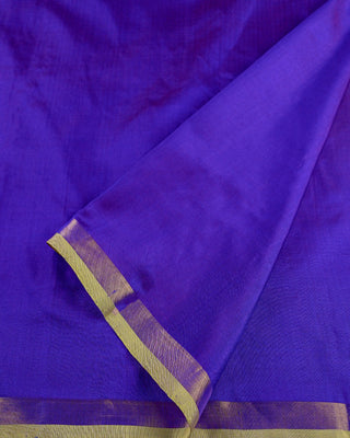 Deep Onion Purple Pure Silk Uppada Jamdani Saree with Floral Vines and Contrast Parrot Green Border