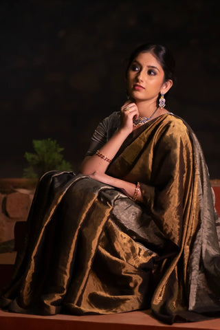 Anushka's Gold & Silver Chanderi Tissue Saree