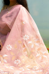 Pastel Pink Muslin Handloom Jamdani saree