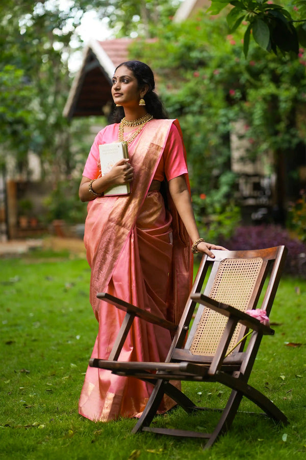 Light Pink Kanchipuram Pure Silk Saree