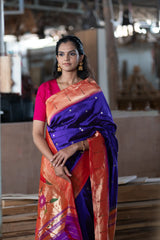 Purple Paithani Pure Silk Saree