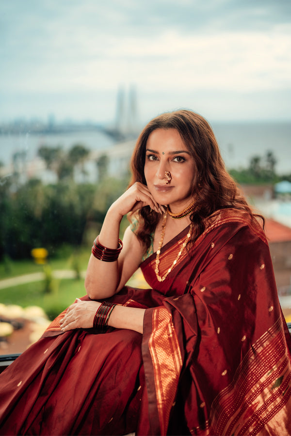 Tisca Chopra's Maroon Paithani Silk Saree