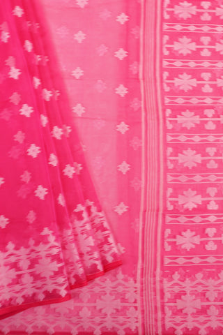 Rani Pink Jamdani Floral Organza saree