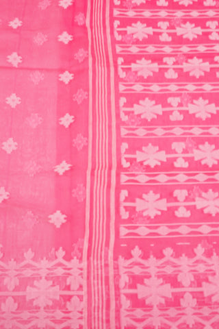 Rani Pink Jamdani Floral Organza saree