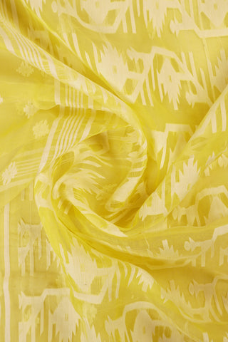 Lemon Yellow Jamdani saree