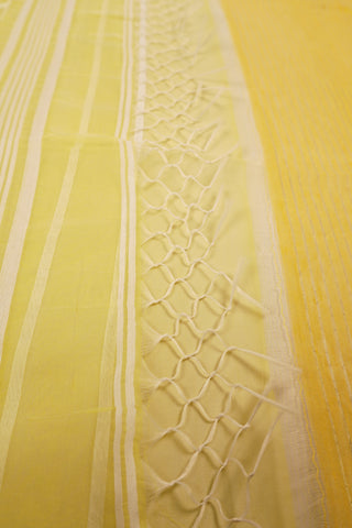 Lemon Yellow Jamdani saree