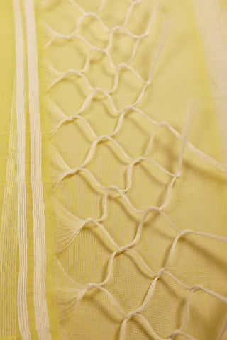 Lemon Yellow Jamdani saree