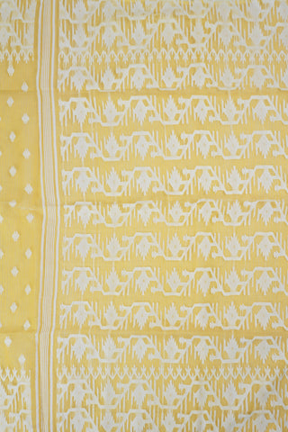 Lemon Yellow Jamdani saree