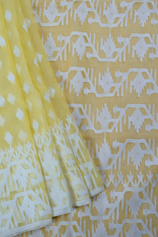 Lemon Yellow Jamdani saree