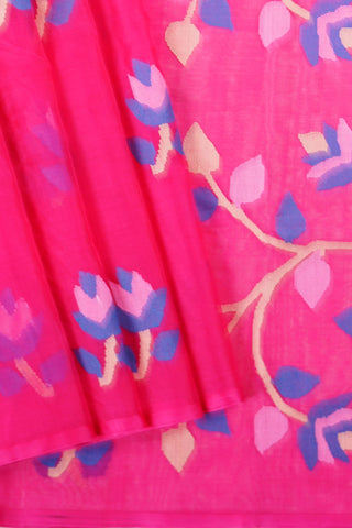 Rani Pink Jamdani Organza Saree