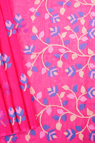 Rani Pink Jamdani Organza Saree