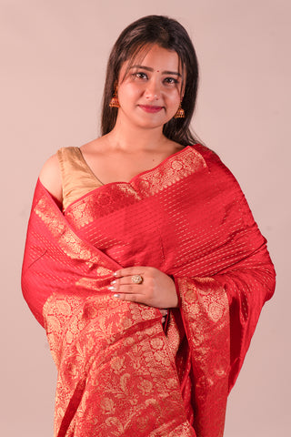 Bright Red Silk saree