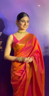 Divya Khosla's Dual-tone Pink and Orange Kanjivaram Saree (Made to order)