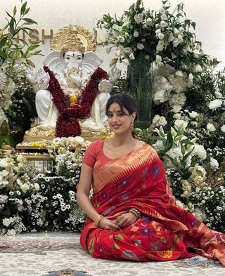 Janhvi Kapoor's Paithani Silk Saree with Floral Jaal (Made to Order)