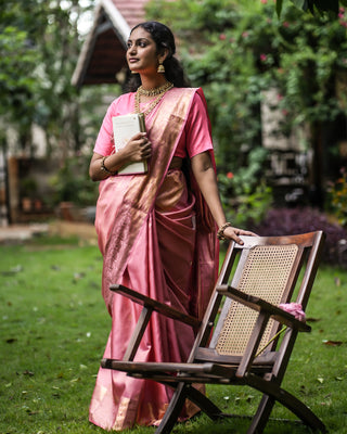 Light Pink Kanchipuram Pure Silk Saree