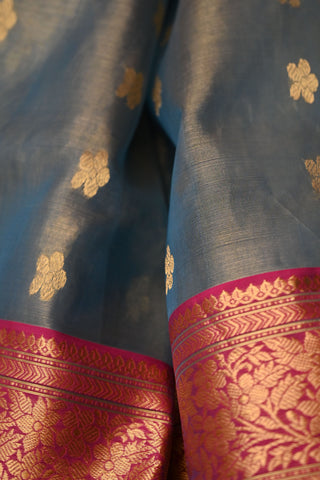 Bluish Grey Chanderi Saree